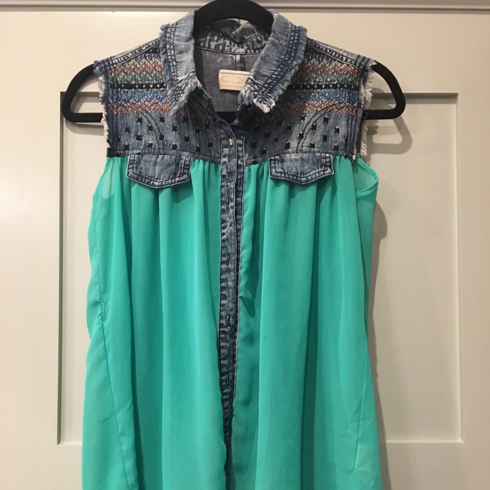 Denim & Sheer Tank